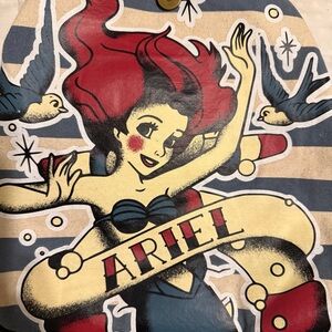 Disney Loungefly Tattoo Nautical Art Ariel Little Mermaid Canvas Backpack bag